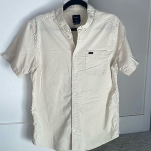 RVCA Men’s button down, cream - Medium Slim fit